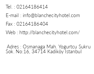 Blanche City Hotel iletiim bilgileri